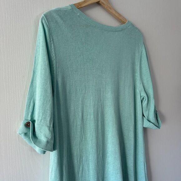 J Jill Womens Knit Tunic Linen Blend Split Neck Half Sleeve Sweater Top Sz Large - Picture 5 of 7